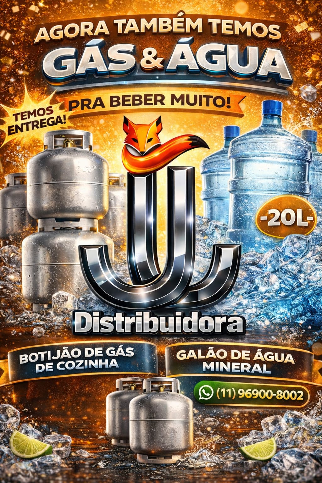 Agora também temos Gás e Água — JJ Distribuidora